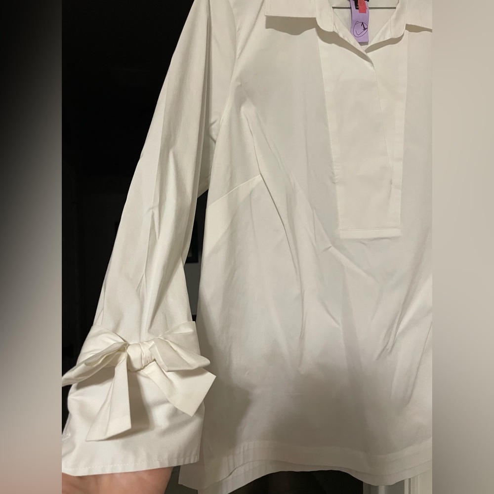 Talbots white shirt 1XL with bows on sleeves - Picture 2 of 5